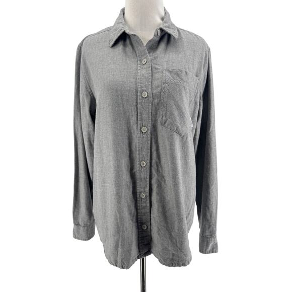 Stio Women's Gray 100% Organic Cotton Long Sleeve Button-Up Shirt Size Small - Picture 1 of 6